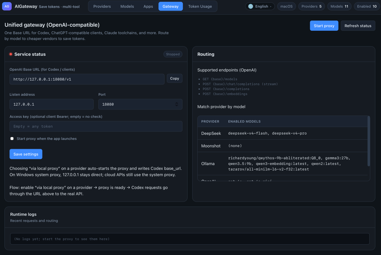 AIGateway Unified Gateway UI