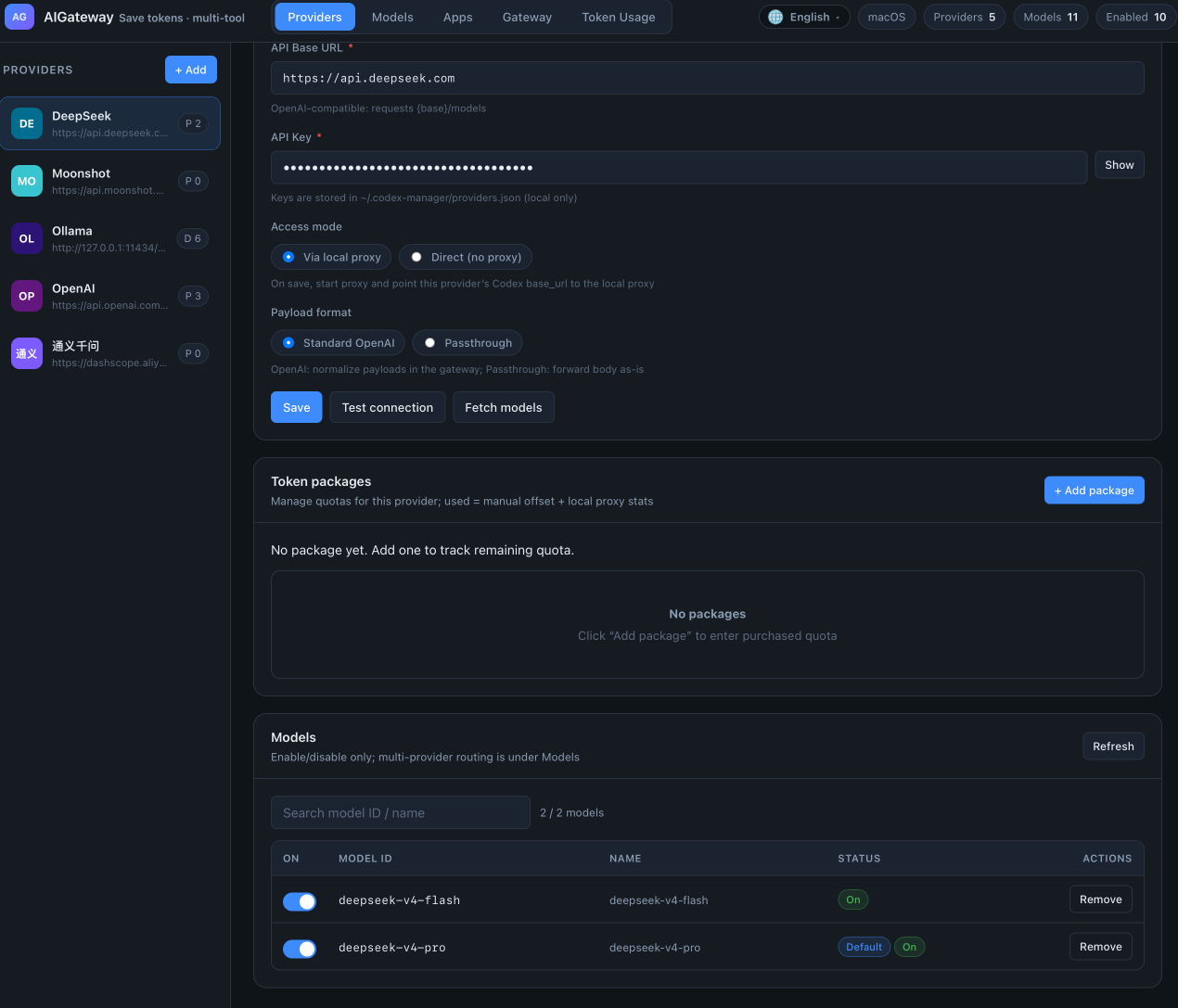 AIGateway Providers Management UI
